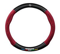 YZWDSFP Coprivolante in Pelle per Nissan Qashqai, Copri Volante Antiscivolo Traspirante Durevole, Auto Protezione Custodia Volante Cover, Accessori Auto Interno,O-Red