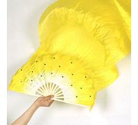 YZWHKJ Fan Veils Danza del Ventre Party Belly Dance Professional Riutilizzabile Costume Portatile Stage Accessori Colorati Ventola Lunga Velo(Yellow)