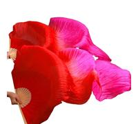 YZWHKJ Fan Veils Danza del Ventre Veli di Seta Reali Danza del Ventre Sinistra + Destra(11,M-150cm-1pair(2pcs))