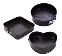 YZWHKJ Tortiera Cerniera,Tortiera Apribile Set da 3 Pezzi di teglia Antiaderente a Cerniera for Torta, Stampo for Dolci in Metallo con Fondo Rimovibile, teglia Rotonda a Forma di Cuore Quadrato