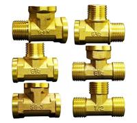 YZWRWRMKTB 1PC Various Types DN15 1/2" BSPP Male Female Tee 3 Ways Brass Pipe Fitting Connector Splitter Block Home Garden(1l2 BSP Male 100g)
