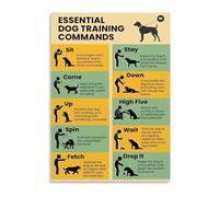 YZWRWRMKTB Dog Commands Training Chart Metal Tin Sign Basic Obedience Visual Guide For Puppy Training And Dog Owners Educational Home Wall Decor 8 X 12 in