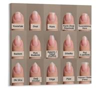 YZWRWRMKTB Nail Shape Guide Poster Manicure Style Reference Salon Wall-Art | Illustrates almond square oval stiletto coffin ballerina round squoval flare(Unframed,16x24inch(40x60cm))