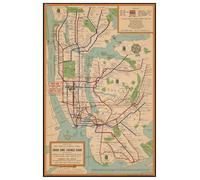 YZWRWRMKTB The Big Apple Underground Poster - Artistic Interpretation of Classic NYC Transit, Conversation Piece for Office, Bar(Unframed,16x24inch(40x60cm))