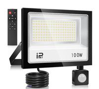 YZYFACAI Faretti Led da Esterno Con Telecontrollo Sensore di Movimento 100W,Impermeabile IP67 7000K 10000LM LED Faretto Led da Esterno Bianca Fredda, Illuminazione da Parete per Esterni per Giardino