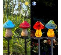 YZYOE 2 pacchetto solare alimentato rosso e blu funghi luci da pavimento, giardino decorativo resina lampada funghi carino, tramonto senza fili all'alba luci LED impermeabili.