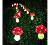 YZYOE 20 pacchetti LED all'aperto solare terra plug-in colore rosso Mini funghi luci calde, impermeabile solare cortile decorazione carina piccola luce funghi, con 8 modalità di illuminazione.