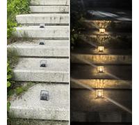 YZYOE 4 pacchetti di LED solare alimentato piccolo mattoni di ghiaccio luci, luce calda all'aperto cortile piastrelle decorative luci in pietra Wireless Crepuscolo all'alba impermeabile.