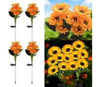 YZYOE 4 pacchetti di luci decorative del girasole solare a LED a sei teste, luci dell'atmosfera del cortile all'aperto 2 modalità, Wireless impermeabile dal crepuscolo all'alba, fiore regalo lampada.
