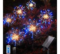 YZYOE 6 Pack 900 LED a terra solare esterna ha inserito luci colorate di fuochi d'artificio con telecontrol, Impermeabile Solar & USB Powered Courtyard Lights, 8 modalità DIY Light.