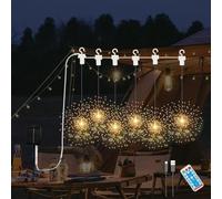 YZYOE 6 Pack LED luci di fuochi d'artificio solari all'aperto di colore caldo con telecomando, Luci decorative impermeabili solari e USB alimentate da cortile, 8 modi DIY Path Light.