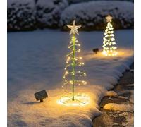 YZYOE Albero di Natale a energia solare a LED, luce calda, dal pavimento al soffitto in ferro battuto per esterni cortile decorativo paesaggio lampione stradale.