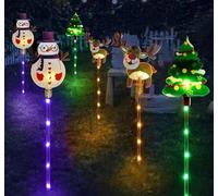 YZYOE Confezione da 6 luci a LED per esterni a energia solare inserite a terra decorative, impermeabili, per cortile, albero, pupazzo di neve, renna, con 8 modalità di colore