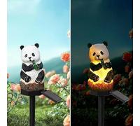 YZYOE Energia solare Panda Luce, Decorazione del giardino Resina Cute Animal Terra Lampada, Luci senza fili da tramonto a alba LED Sconce Impermeabili.