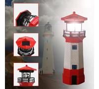 YZYOE Faro solare rosso, luci decorative rotanti del faro LED, luci impermeabili del paesaggio del cortile, Luce solari all'aperto Artigianato della resina come regali per gli amici.