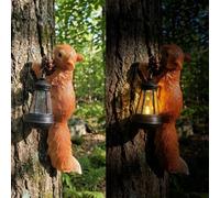 YZYOE LED Solar Squirrel Lantern, Garden Decoration Resin Cute Squirrel Animal Wall Hanging Lamp, Wireless Twilight to Dawn LED Lights sono impermeabili.