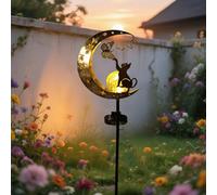 YZYOE luce farfalla gatto alimentato solare, bella lampada di terra animale decorato con ferro battuto nel giardino, Il tramonto wireless all'alba luce LED impermeabile.
