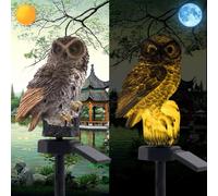 YZYOE Luce solare grigia del gufo LED, luce decorativa calda del cortile animale sveglio all'aperto, tramonto infinito alla luci del giardino dell'alba impermeabile.