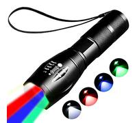 YZYOE Torcia elettrica rossa ricaricabile, torcia a luce verde, lampada a colore blu, luce di sangue per l'osservazione, 4 in 1 luci bianca e rossa e luci blu e colore verdi, 4 modalità.