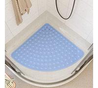 Z·Bling 80x80cm Tappetino Doccia Antiscivolo Tappeto Doccia Angolare TPE,Tappetino Doccia Triangolare con Ventosa e Fori di Drenaggio,Tappeto Doccia per Doccia Bagno Triangolare o Vasca(Blu)