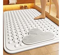 Z·Bling Tappeto Doccia Antiscivolo 40x70cm, Rettangolare Tappetino Doccia Antiscivolo con Ventose e Fori di Drenaggio,Tappetino Vasca Antiscivolo per Doccia e Bagno (Bianco)