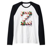 Z Christmas Candy Cane Lettera Joy Maglia con Maniche Raglan