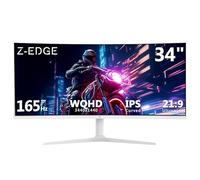 Z-Edge Monitor Curvo34 Pollici PC Gaming Bianco, 3440x1440, Pannello IPS, 165Hz (DP), 1ms, Schermo 21:9 Ultrawide, Regolabile in Altezza/Verticale/Orizzontale/Rotabile, 100Hz (HDMI), FreeSync, VESA