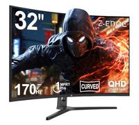 Z-Edge Monitor da gioco curvo da 32 pollici 16:9 QHD 2560x1440 165Hz(DP)144Hz(HDMI) 1ms Monitor LED, Pannello VA, Freesync, DisplayPort HDMI, Altoparlanti - Nero