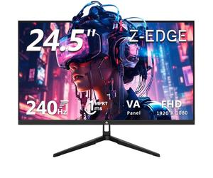 Z-Edge Monitor Gaming 24,5'', 240 Hz, 1ms, FreeSync, FHD(1920x1080), Schermo PC Cornice Ultra Sottile, 5000:1, 2*HDMI2.0 & DP1.4, Inclinazione Regolabile, VA, RGB Luce, VESA 100*100mm(Cavo DP Incluso)