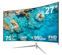 Z-Edge Monitor Pc Curvo 27'', 75Hz, FHD 1080P (1920x1080), Monitor Ufficio Bianco con HDMI Cavo, Schermo Gaming 1800R VA Frameless, Inclinazione Regolabile, 178° Angolo Visione, VGA+HDMI, Eye-Care