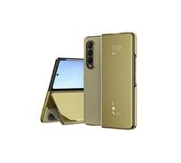 (Z Fold5,Gold)For Samsung Galaxy Z Fold5/4/3/2 Cover Magnetic S-View Mirror Plating Stand Case