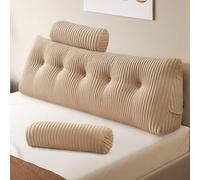 Z-hom Cuscino Schienale, Cuscino triangolare per testiera con fodera rimovibile, Cuscino da lettura per letto, cuscino schienale divano, cuscino da lettura, beige (150 x 50 x 20 cm)