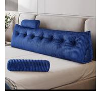 Z-hom Cuscino Schienale, Cuscino triangolare per testiera con fodera rimovibile, Cuscino da lettura per letto, cuscino schienale divano, cuscino da lettura,blu (200 x 50 x 20 cm)