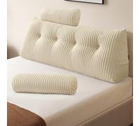 Z-hom Cuscino Schienale, Cuscino triangolare per testiera con fodera rimovibile, Cuscino da lettura per letto, cuscino schienale divano, cuscino da lettura, crema (120 x 50 x 20 cm)