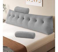 Z-hom Cuscino Schienale, Cuscino triangolare per testiera con fodera rimovibile, Cuscino da lettura per letto, cuscino schienale divano, cuscino da lettura, grigio chiaro (200 x 50 x 20 cm)