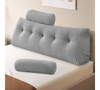 Z-hom Cuscino Schienale, Cuscino triangolare per testiera con fodera rimovibile, Cuscino da lettura per letto, cuscino schienale divano, cuscino da lettura, grigio chiaro (150 x 50 x 20 cm)