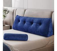 Z-hom Cuscino triangolare per testiera del letto, con 2 cuscini rotoli, grande schienale e schienale (blu, completo: 137,2 x 50,8 x 20,3 cm)