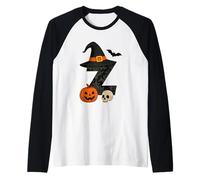 Z Spooky Halloween Strega Cappello Zucca Maglia con Maniche Raglan