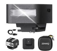 ZΕΝΙΚΟ ZF08 Flash da fotocamera, Flash fotografico con luminosità regolabile (5 livelli), Attacco universale per slitta a contatto caldo, 440 flash a piena potenza per fotocamere Nero