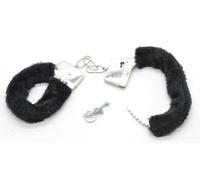 Z1 Manette in metallo con peluche nero, accessorio per costume da polizia e di sicurezza. donna, infermiera, medico