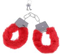 Z1 Manette in metallo con peluche rosse, accessorio per costume di polizia e sicurezza. donna, infermiere, medico