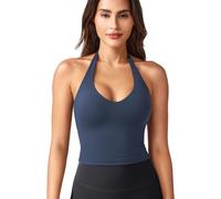ZAAYO Canottiera da donna con scollo a V, imbottita, estiva, sexy, senza maniche, blu navy, M