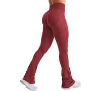 ZAAYO Flared Leggings da donna Invisible Scrunch Butt Pantaloni da donna Push Up Sport Leggings Flared Yoga Pantaloni da yoga a vita alta Bootcut Gym Yoga Leggings, rosso scarlatto, XL