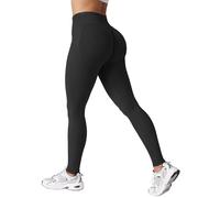 ZAAYO Leggings sportivi da donna a vita alta Scrunch Butt da palestra senza cuciture opachi pantaloni sportivi per sport yoga fitness allenamento, Tinta unita: nero., S