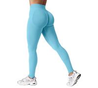 ZAAYO Leggings sportivi da donna a vita alta Scrunch Butt da palestra senza cuciture opachi pantaloni sportivi per sport yoga fitness workout, Azzurro, M