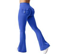 Zaayo - Leggings svasati da donna, con scollo a V, a vita incrociata, pantaloni per yoga e allenamento, pancia piatta, M