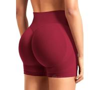 ZAAYO, pantaloncini da donna per il workout, 3.6" Scrunch Shorts, senza cuciture, a vita alta, per sollevamento del sedere, per palestra, yoga, biker short, rosso vivo, XL