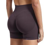 ZAAYO Pantaloncini sportivi da donna Hidden Scrunch Training Effect Short 4.5" Scrunch Butt Lifting Gym Short senza cuciture Booty Biker Shorts, marrone scuro., XS