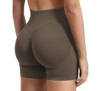 ZAAYO Pantaloncini sportivi da donna Hidden Scrunch Training Effect Short 4.5" Scrunch Butt Lifting Gym Short senza cuciture Booty Biker Shorts, marrone, M