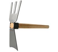 Zace da giardino, forchetta da 2 in 1 scavo con manico in legno, testa di lama acciaio al carbonio e forchetta a 3 punte utilizzate per gli strumenti per la casa del terreno diserbo, scavi e all